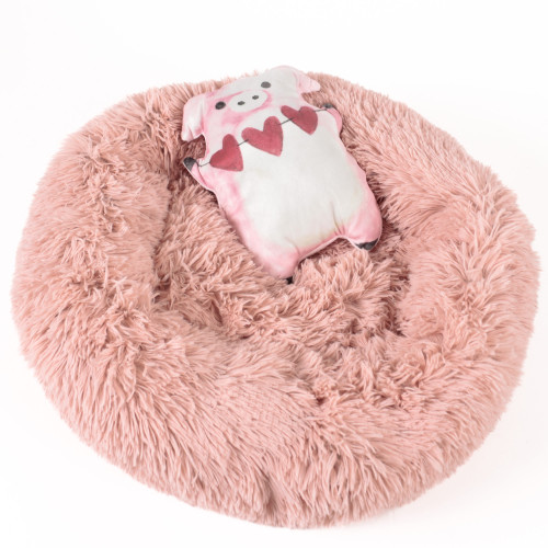 Dream Paws Anxiety Reducing Plush Dog & Cat Bed with Pig Toy