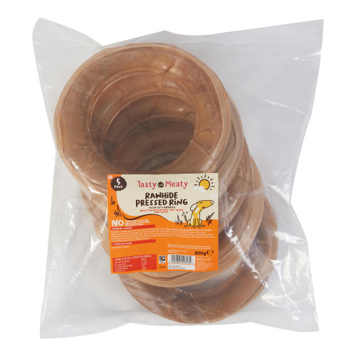 Tasty and Meaty Rawhide Pressed Ring Adult Dog Treats
