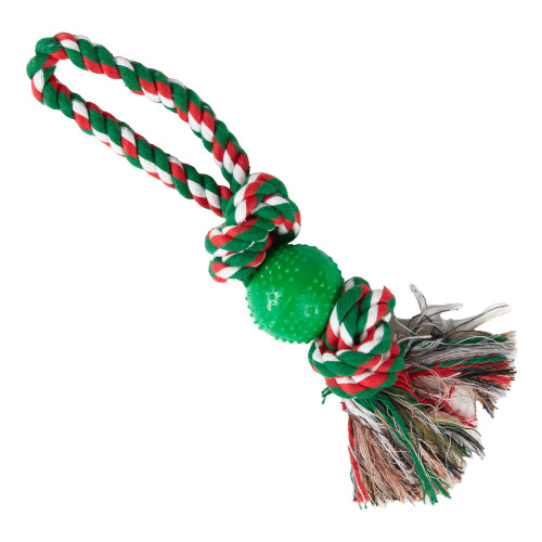 Festive Collection Rope and Ball Multicolour Dog Toy