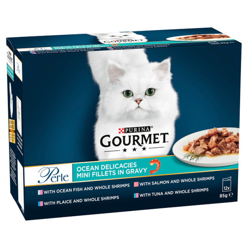 Gourmet Perle Mini Fillets Pouches Adult Wet Cat Food - Ocean Delicacies in Gravy