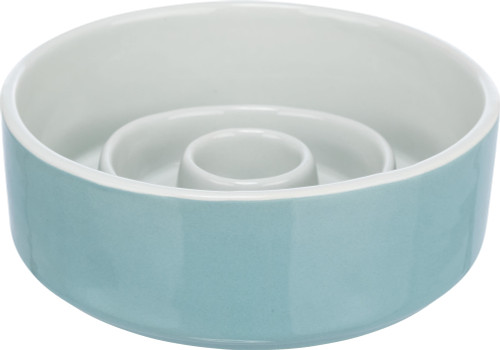 Trixie Slow Feeding Ceramic Dog Bowl - Grey/Blue