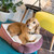 Dream Paws Coral Pink Geometric Shape Dog Sofa Bed