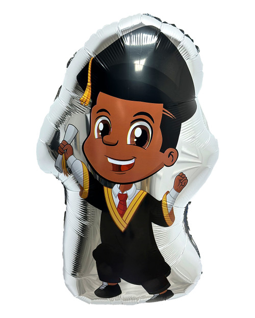 36" African American Boy Graduate Balloon