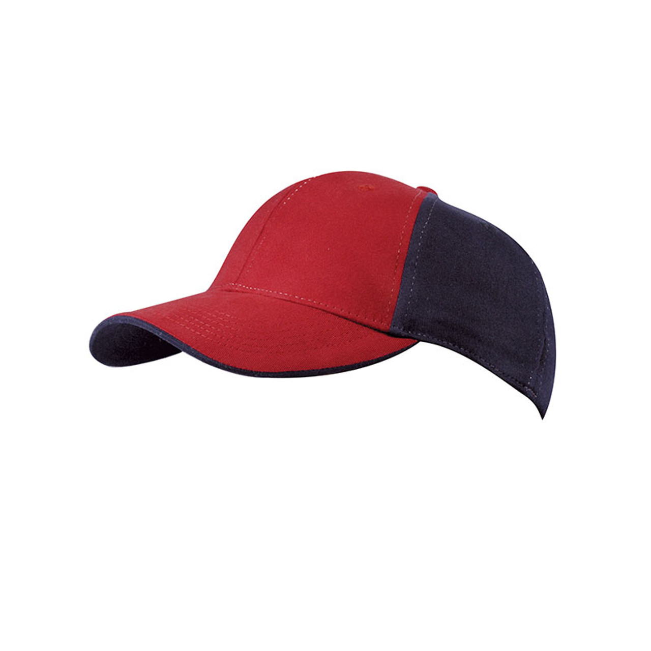 KNP CS6220 Brushed Cotton Twill Stretch Two-Tone Fitted Cap - Red/ Black - L/XL-58cm