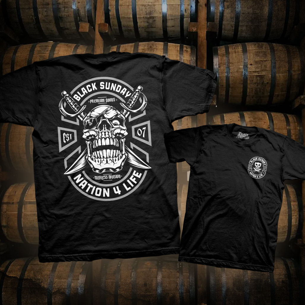 Skull Label Mens Tee | Black Sunday