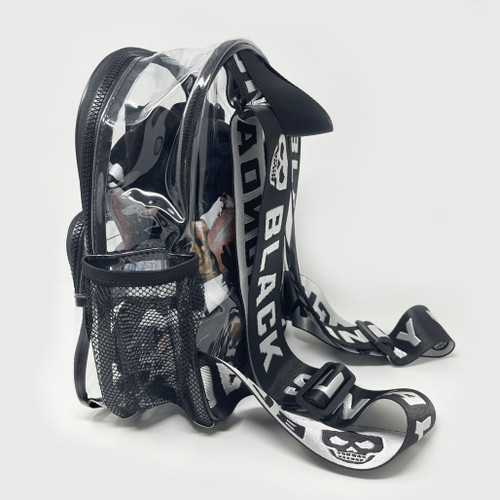 clear back pack, black Sunday, black Sunday bag, bag, back pack, raiders, raider nation, raider bag, raider back pack, black Sunday back pack, raiders back pack pack, raiders clear back pack