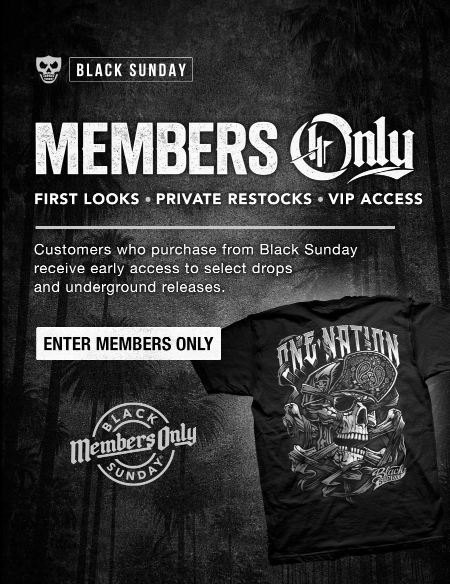 Black Sunday Members Only early access private drops and restocks graphic