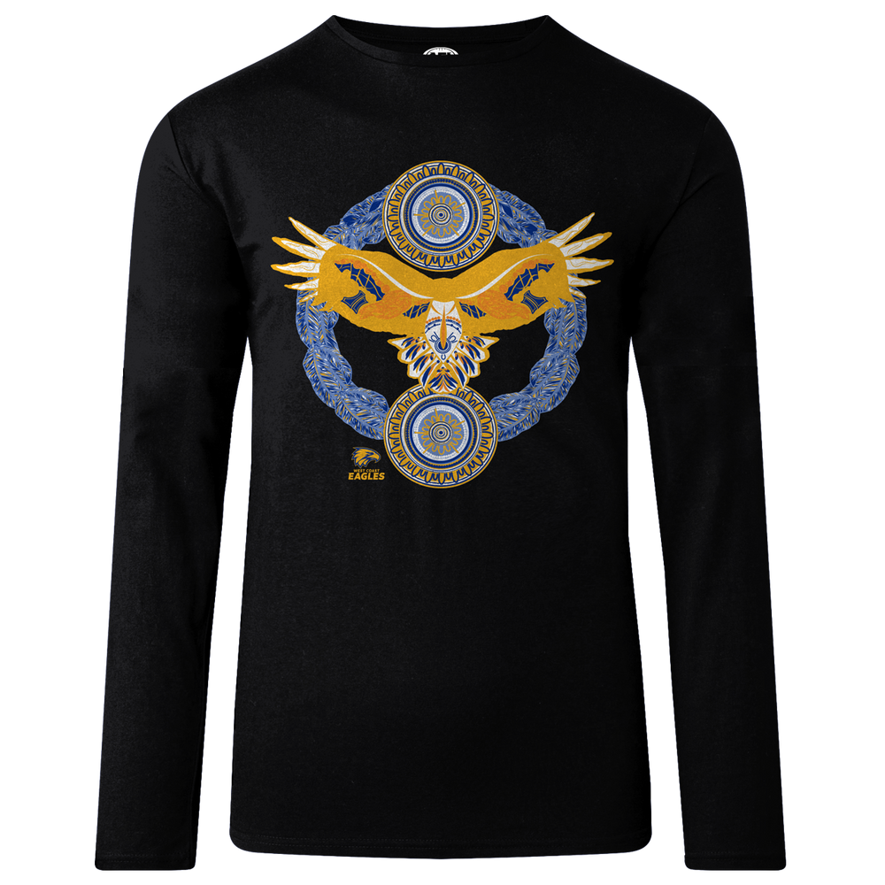 West Coast Eagles Adult First Nations Tee Black Long Sleeve (2023)