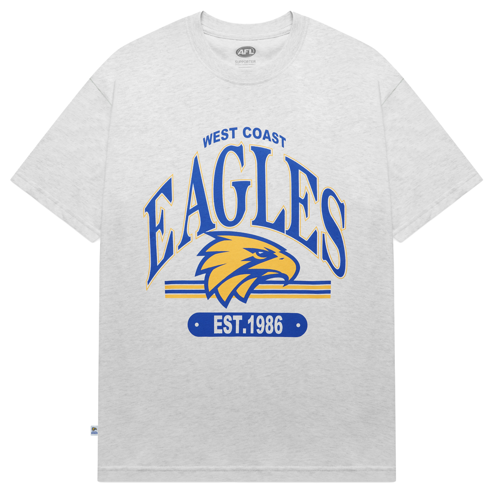 West Coast Eagles Adult Vintage Arch Graphic Tee White (W23)