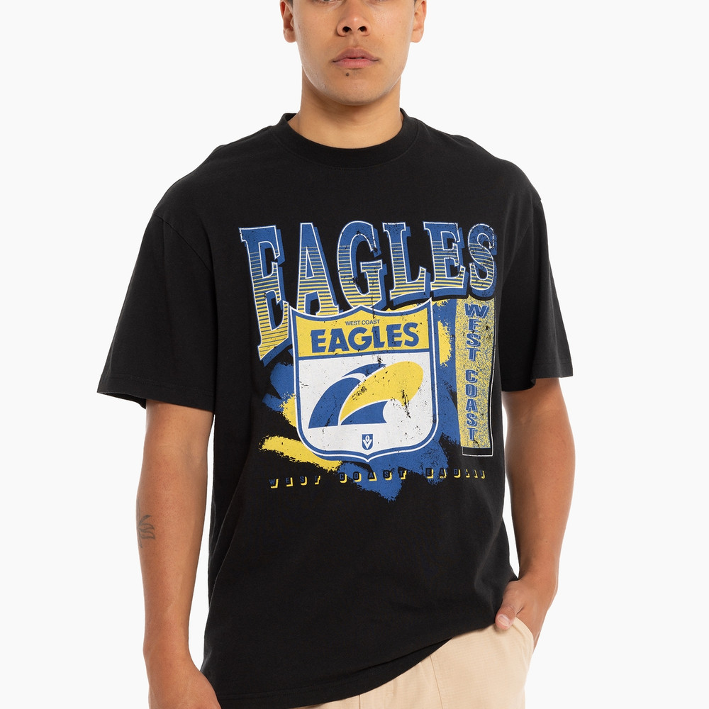 West Coast Eagles x Mitchell & Ness Brush Off Tee Black (W23)