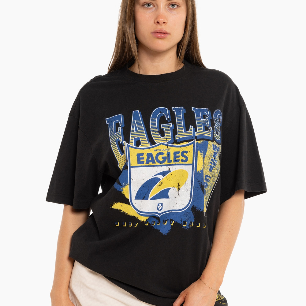 West Coast Eagles x Mitchell & Ness Brush Off Tee Black (W23)