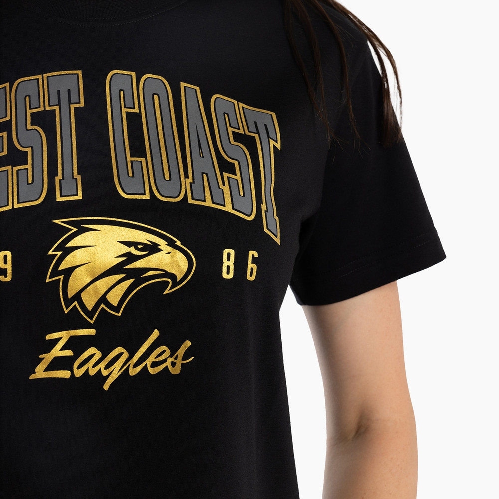 West Coast Eagles Women's Printed Pop Tee Black (2024)