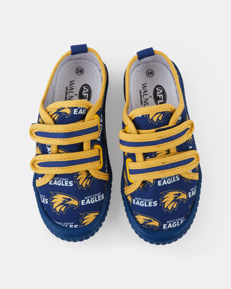 West Coast Eagles Walnut Kids Velcro Canvas Shoes (2024)