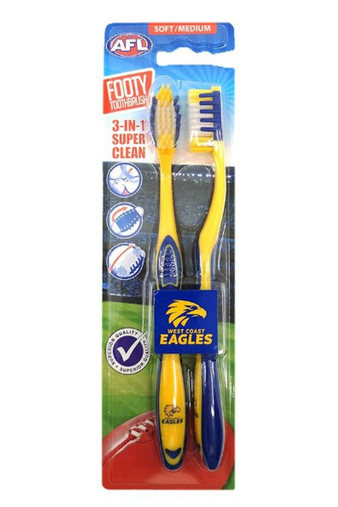 West Coast Eagles Adult Toothbrush 2pk