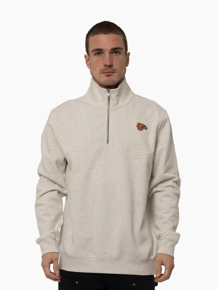 West Coast Eagles Adult 1/2 Zip Fleece White Marle (2025)
