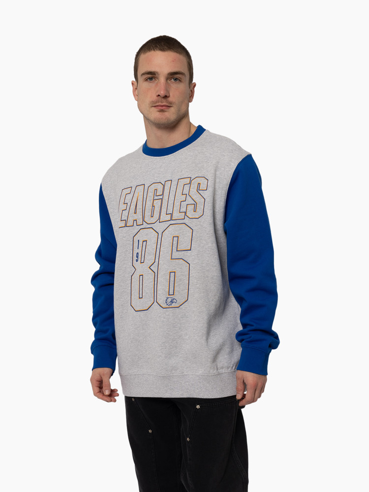 West Coast Eagles Adult Contrast Varsity Crew Grey Marle (2025)