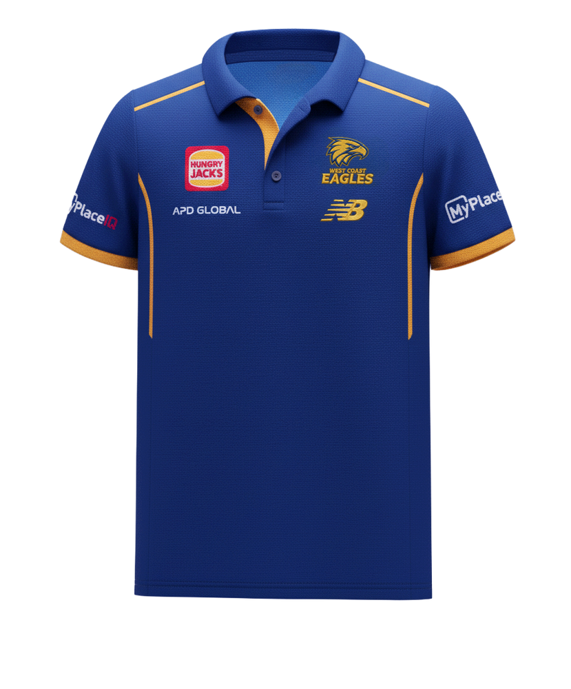 West Coast Eagles New Balance Men's Media Polo Royal (2026)