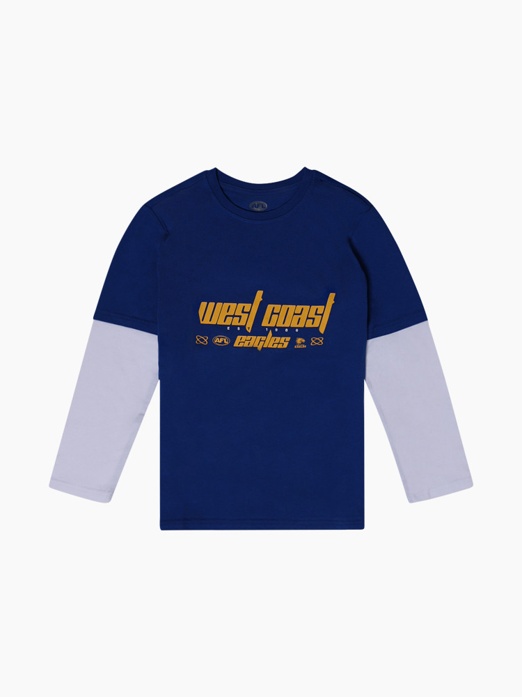 West Coast Eagles Youth Graphic Long Sleeve Tee Royal (2026)