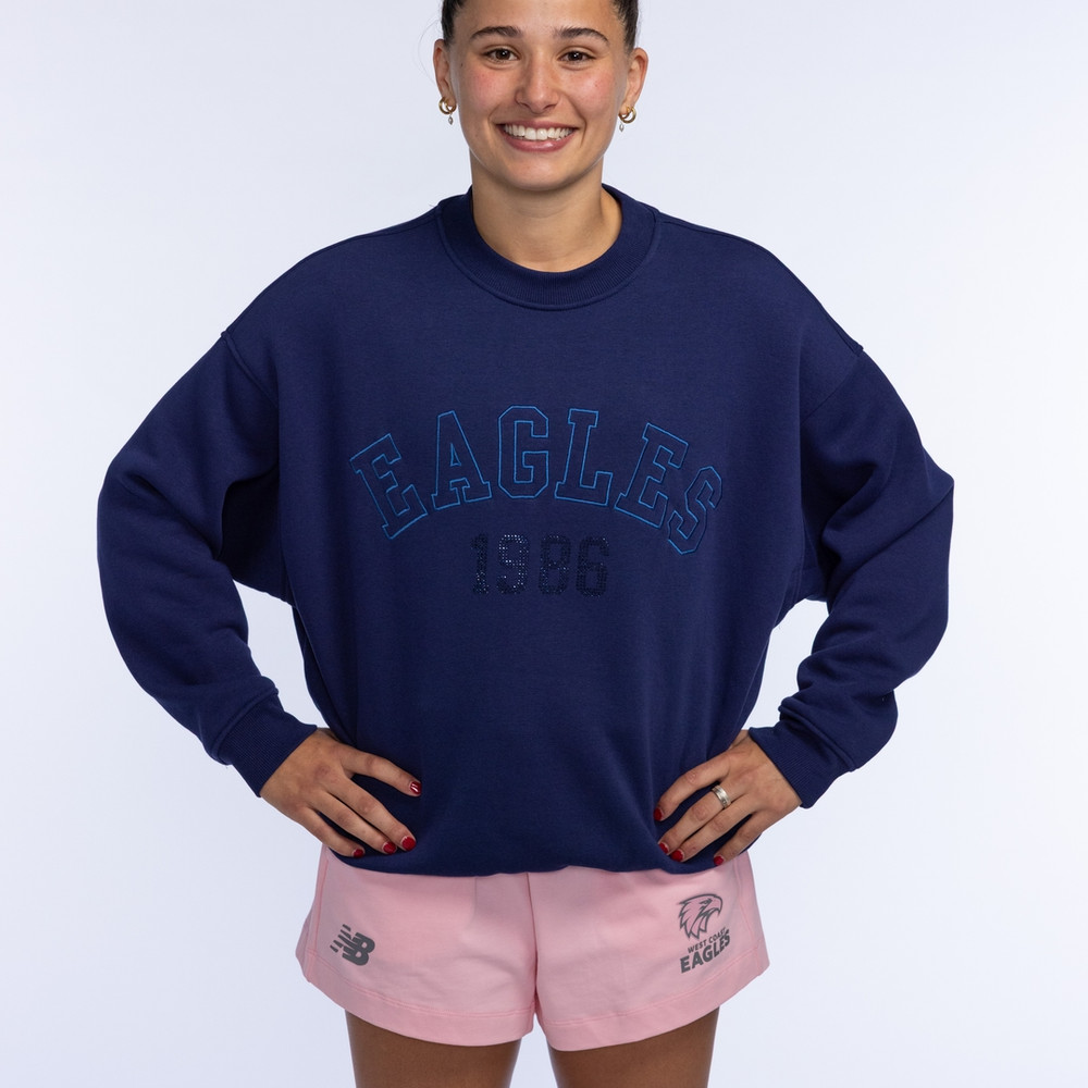West Coast Eagles Womens Tonal Stud Crew Navy (2026)