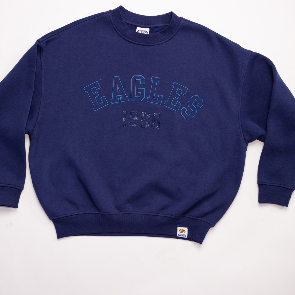West Coast Eagles Womens Tonal Stud Crew Navy (2026)