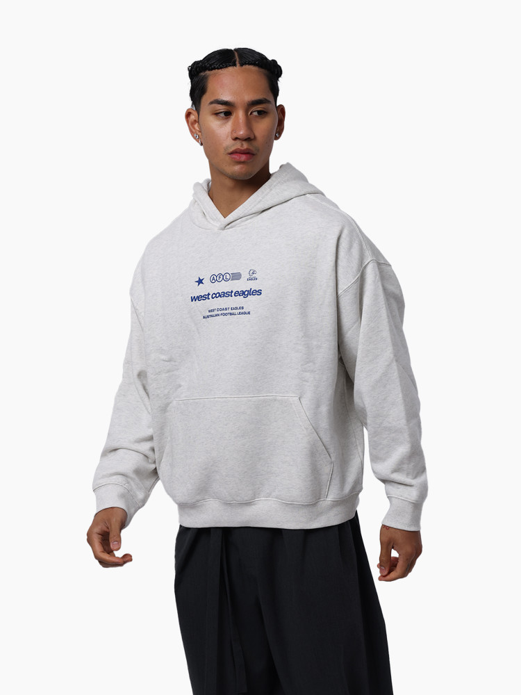West Coast Eagles Men's Box Fit Hoody Silver Marle (2026)