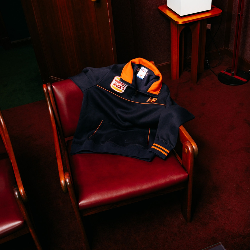 West Coast Eagles New Balance Adult Gather Round Boss Top Ochre (2026)