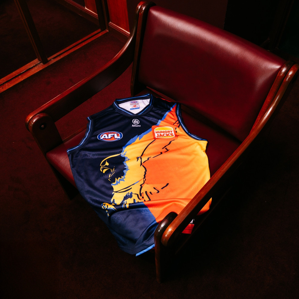 West Coast Eagles New Balance Adult Short Sleeve Gather Round Guernsey Ochre (2026) PRE-ORDER
