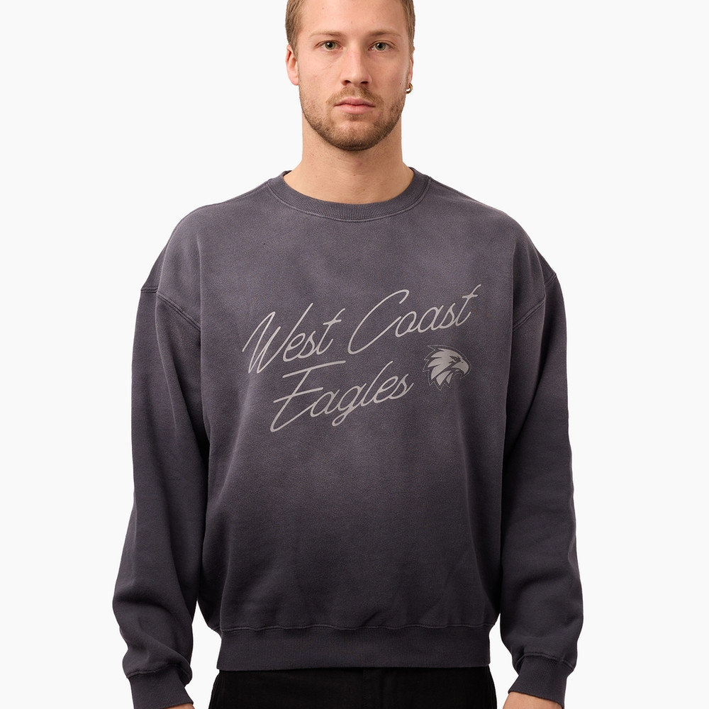 West Coast Eagles Adult Sunbleached Box Crew Navy (2026)