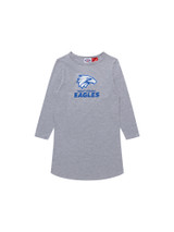 West Coast Eagles Girls Long Sleeve Night Dress Grey (2024)