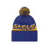 West Coast Eagles New Era Split Script Beanie Royal (2026)