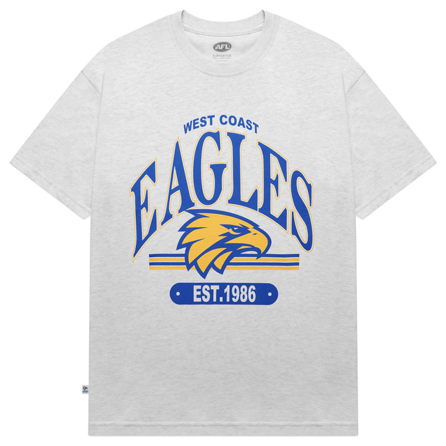 West Coast Eagles Adult Vintage Arch Graphic Tee White (W23)