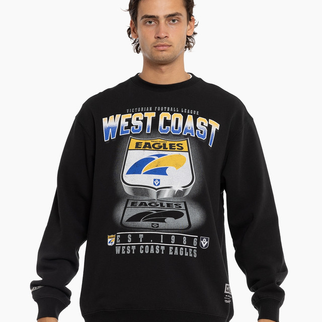 West Coast Eagles X Mitchell & Ness Shield Crew Faded Black (2024)