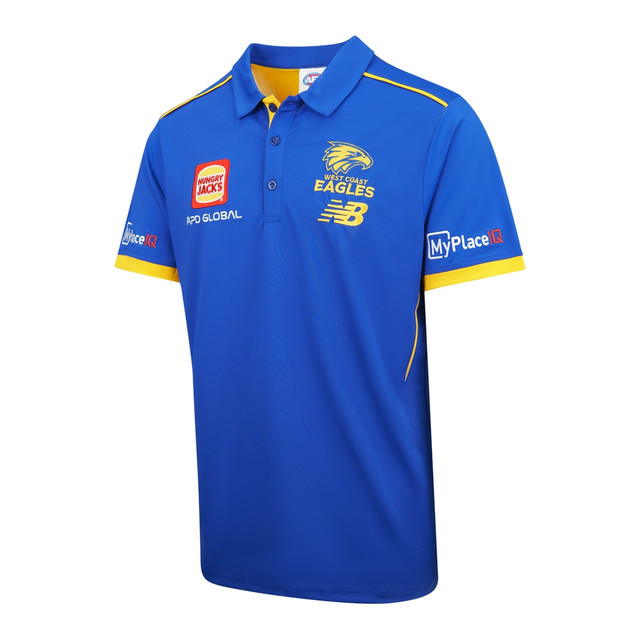 West Coast Eagles New Balance Men's Media Polo Royal (2026)