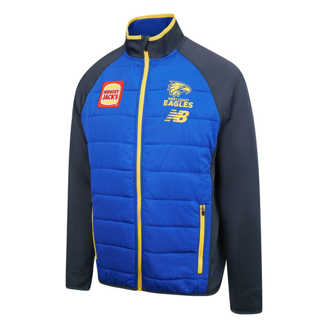 West Coast Eagles New Balance Adult Puffer Jacket Carbon/Royal (2026)