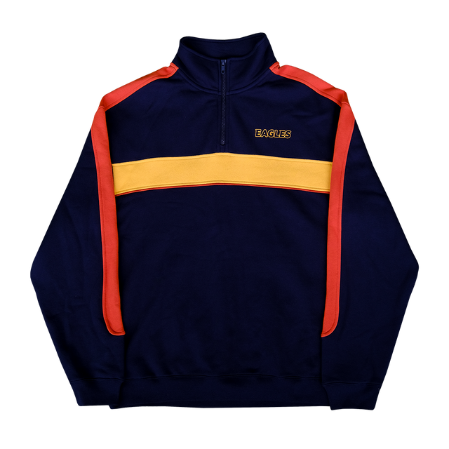 West Coast Eagles Ochre Range Navy Quarter Zip Hood (2026)