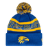 West Coast Eagles New Era Pom Knit Training Beanie Royal/Gold (2023)