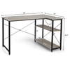 New 48' Home Office Table Reversible L Shaped Computer Desk Adjustable Shelf Gray