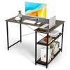 New 48' Home Office Table Reversible L Shaped Computer Desk Adjustable Shelf Brown