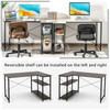 New 48' Home Office Table Reversible L Shaped Computer Desk Adjustable Shelf Brown