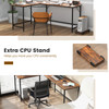 New L-shaped Gaming Desk Computer Desk w/ CPU Stand Power Outlets Rustic Brown