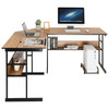 New L-Shaped Computer Desk Drafting Corner Table Workstation Home Walnut