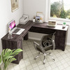 New Computer Desk 66.5' L Shaped Home Office Desk Keyboard Tray Dark Brown