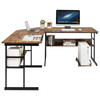 New L-Shaped Computer Desk Drafting Corner Table Workstation Rustic Brown