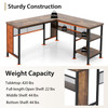 New Industrial L-Shaped Corner Computer Desk w/ Spacious Tabletop & Storage Shelves