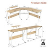 New L-shaped Reversible Computer Desk 88.5' 2 Person Long Table Monitor Stand Oak