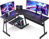 New L-Shaped Reversible Black Gaming Desk Corner Desk Modern Computer Desk