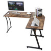 New L-Shaped Corner Desk Computer Gaming Desk Table Office Writing Workstation Brown