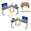 New L-Shaped Corner Desk Computer Gaming Desk Table Office Writing Workstation Brown