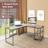 New 88' L-Shaped Desk w/ Storage Shelves Reversible Corner Table Writing