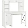 New Farmhouse Computer Desk W/ Hutch Tabletop Cabinet, Home Office Study, White